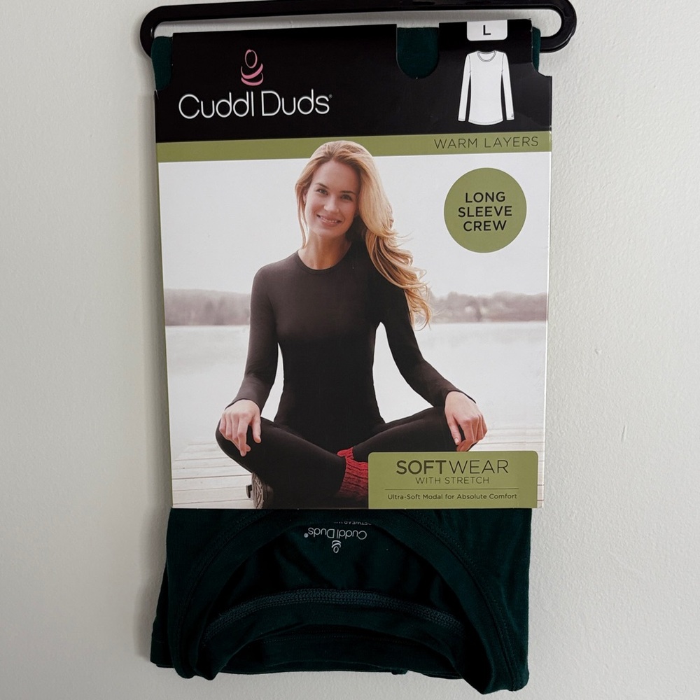 Cuddl Duds Green Softwear Long Sleeve Crew